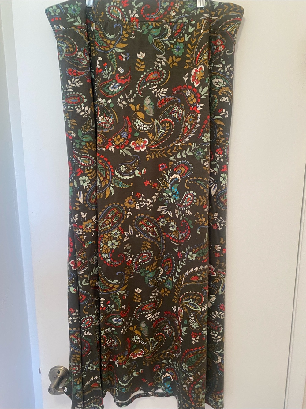 Denim & Co olive green Maxi Skirt 1X